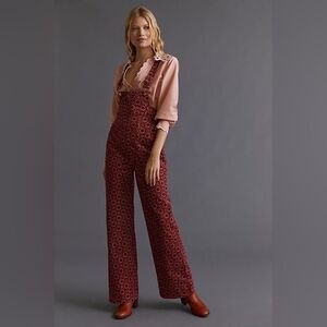 Anthropologie Pilcro Burgundy Geometric Jumpsuit